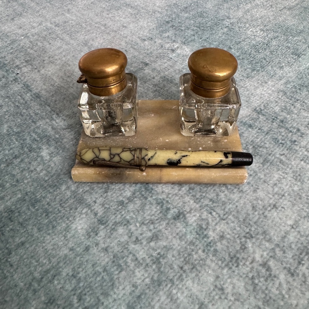 Vintage Ink Set with marble tray.